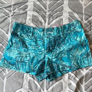 Lilly Pulitzer Blue Patterned Women Shorts-dark n stormy RARE